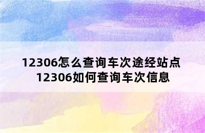 12306怎么查询车次途经站点 12306如何查询车次信息